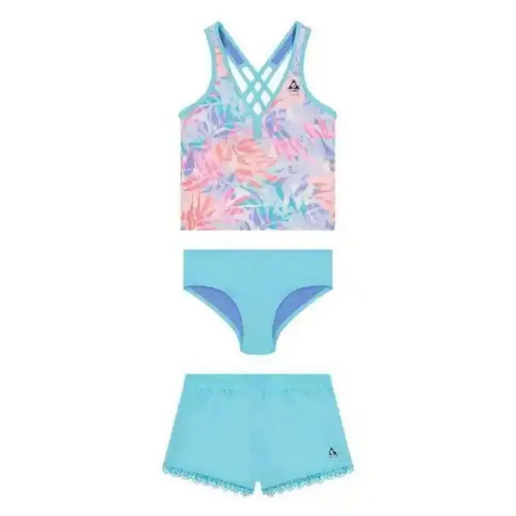 #15 Gerry Youth 3-piece Swim Set, Blue Pink Purple Large 14/16 - Picture 1 of 6